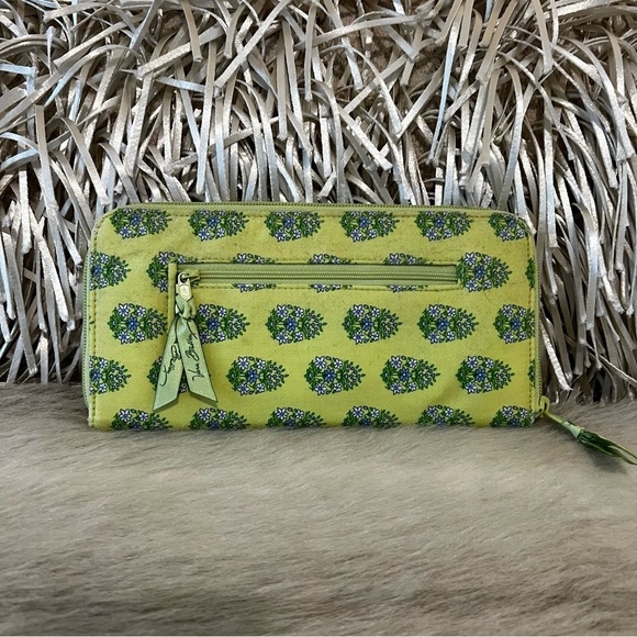 Vera Bradley Citron 2006 Travel Wallet Yellow Green Blue Y2K Zipper Passport - Picture 6 of 12